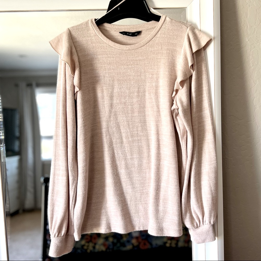F&F Flutter/Ruffle Sleeve Pink Sweater Top